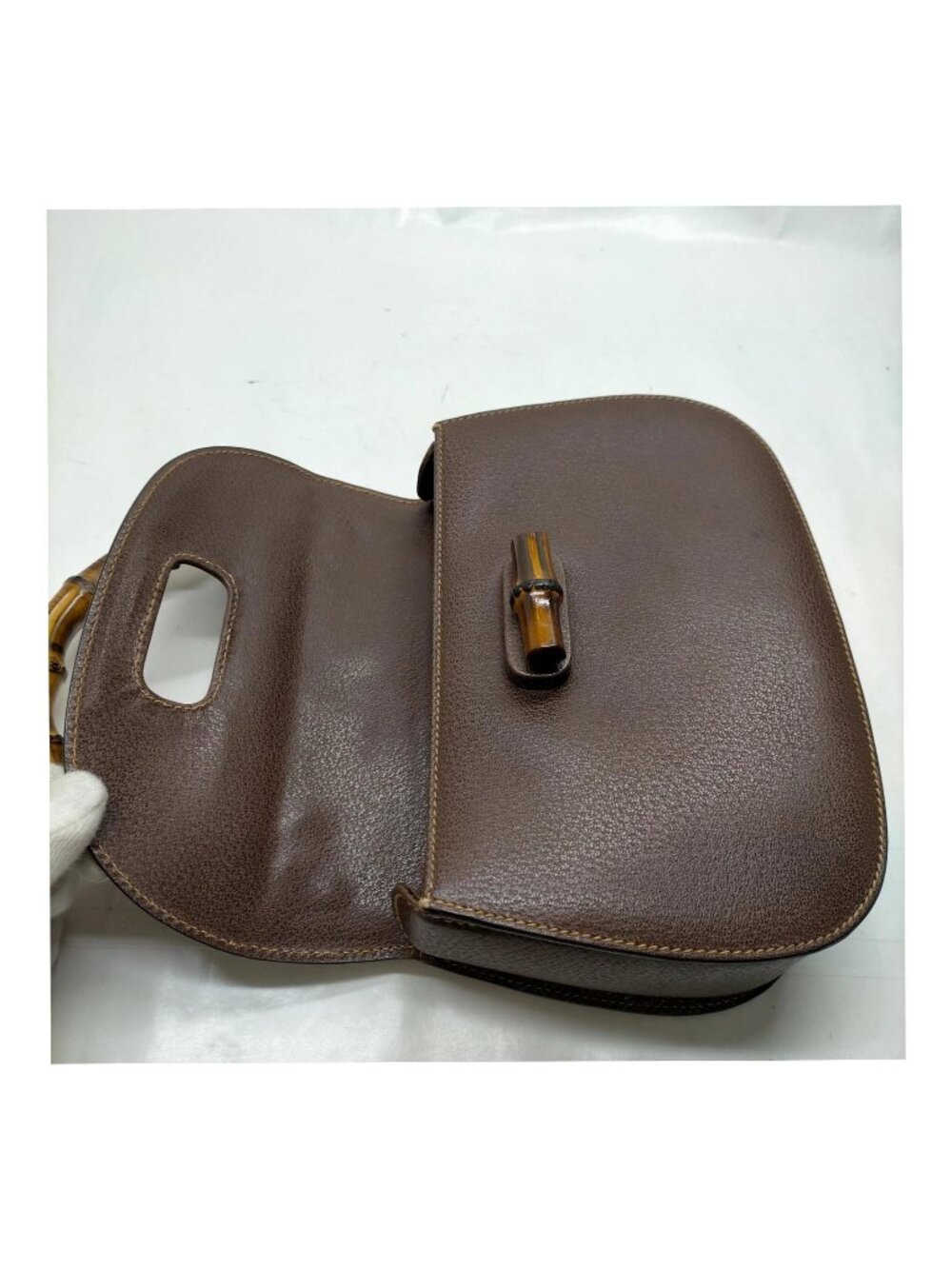Authentic Gucci Bamboo Top Handle Brown Leather Vintage Bag Handbag Purse - Picture 10 of 16